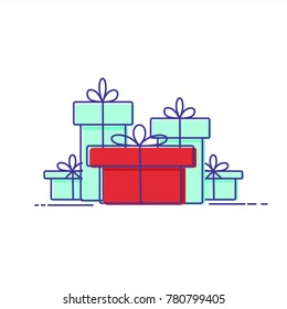 
Gift box icon. Gift symbol. Christmas gift box set.  illustration of gift box present, surprise.