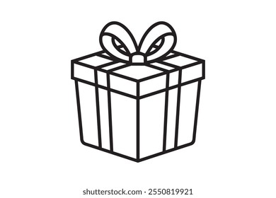gift box icon and symbol . Gifts and presents for holiday, birthday celebration.gift box line art.
