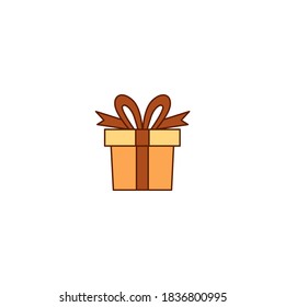 Gift box icon. Thanksgiving icon. Simple, flat, outline, color.