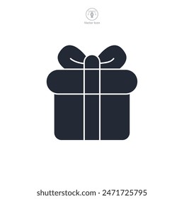 Icono de la caja de regalo Ilustración vectorial aislada sobre fondo blanco