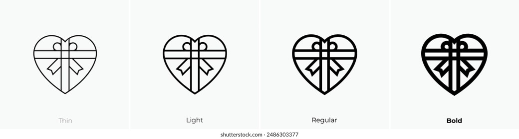 gift box icon. Thin, Light Regular And Bold style design isolated on white background