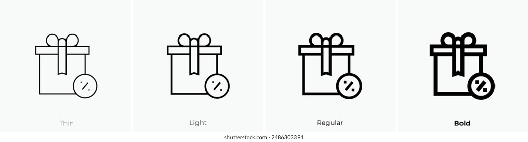 gift box icon. Thin, Light Regular And Bold style design isolated on white background