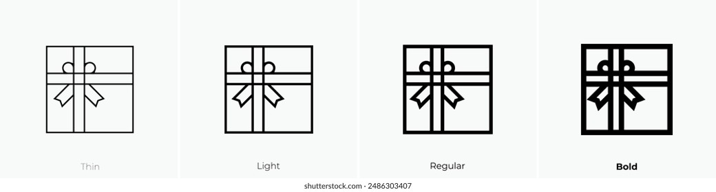 gift box icon. Thin, Light Regular And Bold style design isolated on white background