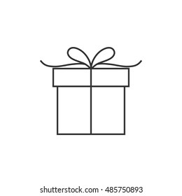 Gift Box Icon In Thin Outline Style. Holiday Christmas Birthday Party Present Surprise