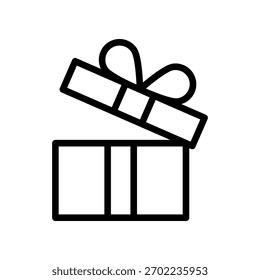 Gift Box Icon With Tilted Lid And Ribbon, A Symbol Of Celebration, Giving, And Surprises