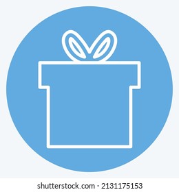 Gift box Icon in trendy blue eyes style isolated on soft blue background