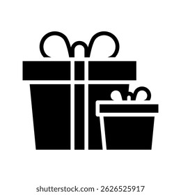 Geschenkbox-Symbol mit trendigem Flat-Stil. Geschenkbox mit Farbbandsymbol. Geschenkbox flache Linie Silhouette. Geschenksymbol