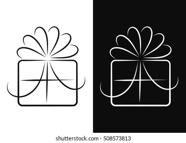Gift box icon in two black and white versions