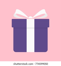 Gift box icon. Ultra Violet, pantone, trendy color of the Year 2018