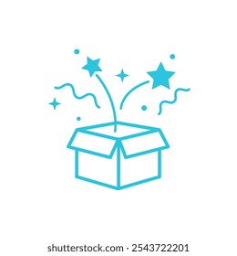 Geschenkbox-Symbol. Unerwartete Überraschung. Einzeln auf weißem Hintergrund. 