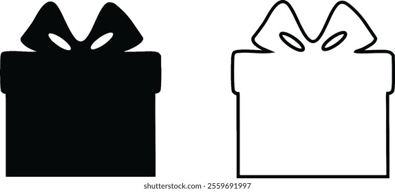 Gift box icon vector art isolated illustration on a white background. Gift box icons in Trendy Flat style. Gift box flat line silhouette set. Vector illustration.