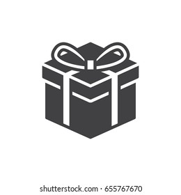 Gift box icon vector, filled flat sign, solid pictogram isolated on white. Present symbol, logo illustration. Pixel perfect