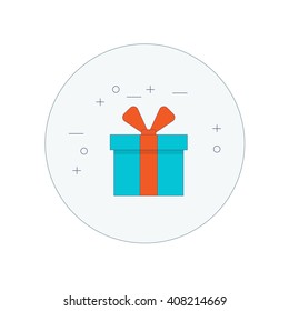 Gift box Icon. Vector flat design illustration.