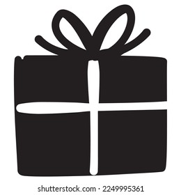 Gift box icon, Vector hand drawn illustration.