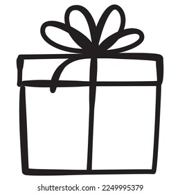 Geschenkbox-Symbol, handgezeichnete Vektorgrafik.