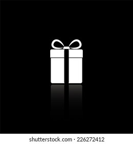 gift box icon - vector illustration with reflection isolated on black