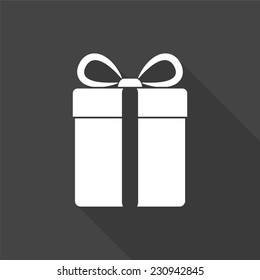 gift box icon - vector illustration with long shadow isolated on gray 