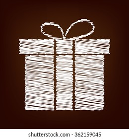 Gift box icon. Vector illustration with chalk effect