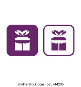 Gift box icon vector illustration. Purple and white