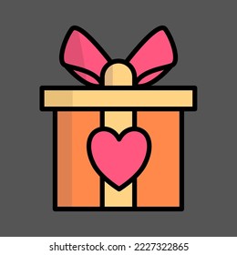 Gift box icon vector illustration.cute birthday gift box with editable stroke,fill and easy to use