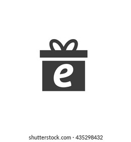 Gift box icon vector isolated on white, black and white gift box pictogram
