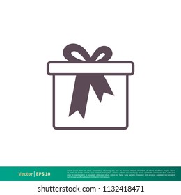 Gift Box Icon Vector Logo Template Illustration Design. Vector EPS 10.