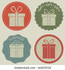  Gift Box Icon. Vector Set, Grunge, EPS 8.