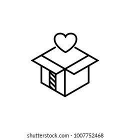 Gift box icon vector for valentines day. retro style isolated in white background