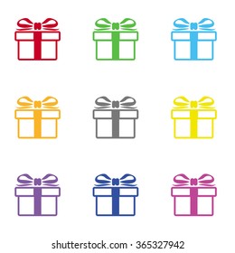 Gift box icon for web and mobile
