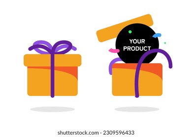 Gift box icon when closed and open concept illustration flat design vector eps10. Modern graphic ui element for app, infographic, button