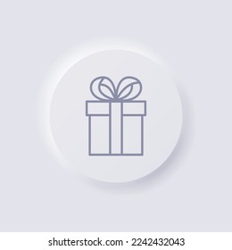 Gift box icon, White Neumorphism soft UI Design for Web design, Application UI and more, Button, Vector.