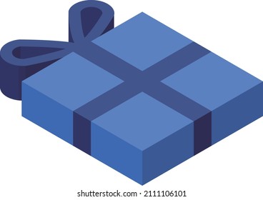 Gift box icon without main line in upward isometric style