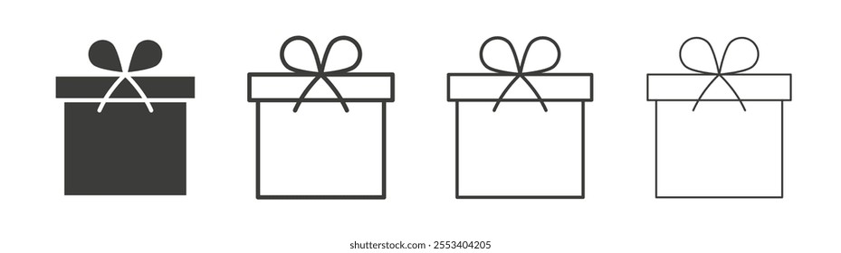 Gift box icons collection. vector set in black color