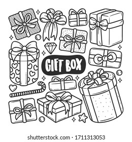 Gift Box Icons Hand Drawn Doodle Coloring Vector