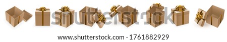 Similar – Image, Stock Photo closed golden gift box with a bow