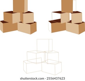 Gift box icons in men and box Flat style. Gift boxes with stock and feel icons Set. Gift box flat line silhouette set background design.