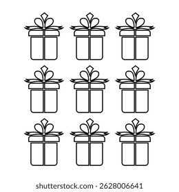 Gift Box Icons Multi Series,Gift box icon. Present symbol. Christmas box. Surprise with gift box in flat style. Set with gift in linear style