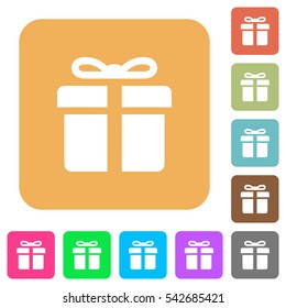 Gift box icons on rounded square vivid color backgrounds.