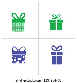 Gift box icons on white background. Vector illustration. 4 gift box icon. colored icons