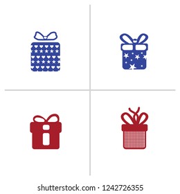 Gift box icons on white background. Vector illustration. 4 gift box icon. colored icons