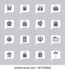 Gift box icons. Present icons. Birthday gift icons