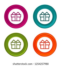 Gift box icons. Present signs. Colorful web button with icon.