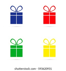 gift box icons. Red. Blue. Yellow. Green