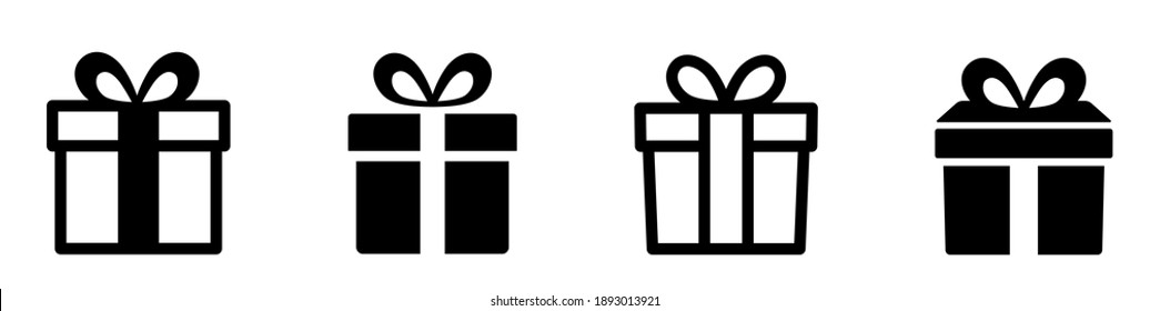 Gift box icons set. Gift boxes line style. Christmas gift. Surprising gift box flat style collection - stock vector.