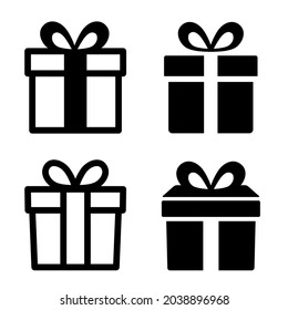 Gift box icons set. Gift boxes line style. Christmas gift. Surprising gift box flat style collection - stock vector.