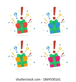 Gift box icons set. Cartoon vector illustration in flat style