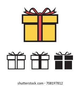 Gift Box Icons Set Flat Color