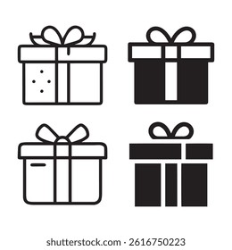 Gift Box Icons Set Hand-Drawn Present Illustrations