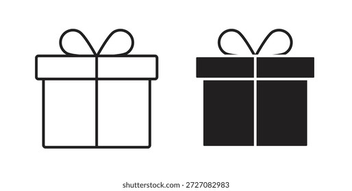 Gift box icons set. Simple line vector illustration