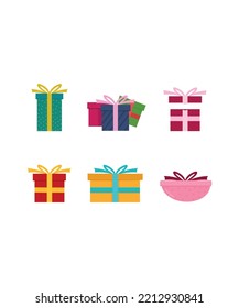 Gift box icons set, vector symbol. gift icon isolated on white background. Perfect for coloring book, textiles, icon, web, painting, books, t-shirt print.